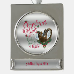 GOT   kerstwijn Baby geit Kisses Nubians Verzilverd Banner Ornament