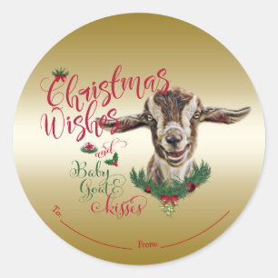 GOT   kerstwijn Baby geit Kisses Togg Ronde Sticker