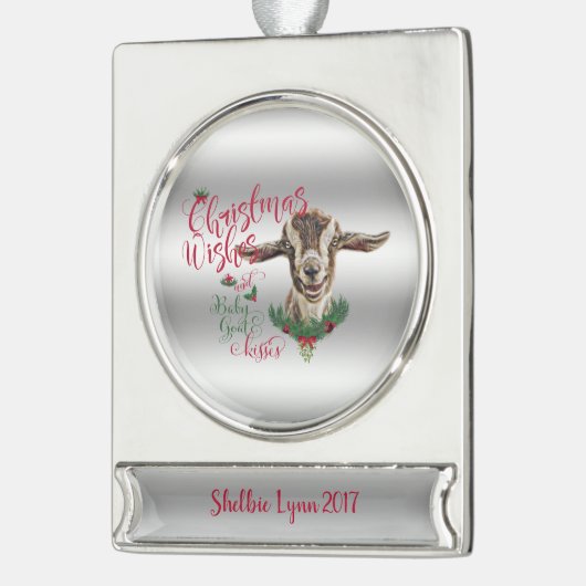GOT | kerstwijn Baby geit Kisses Togg Verzilverd Banner Ornament (Links)
