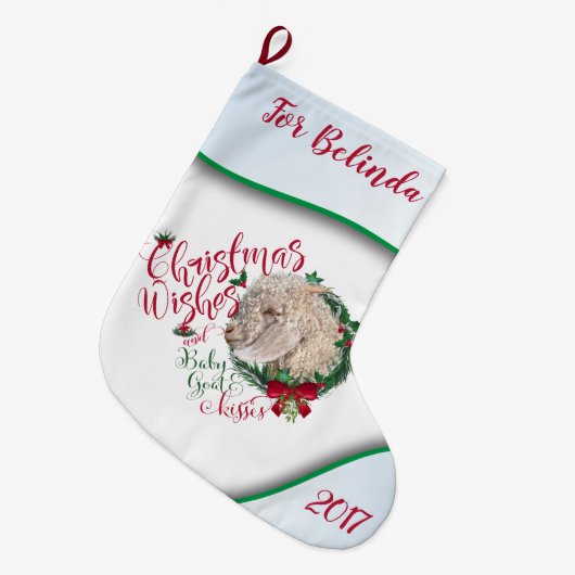 GOT | kerstwijn Baby Goat Kisses Angora Grote Kerstsok (Voorkant (Hangend))