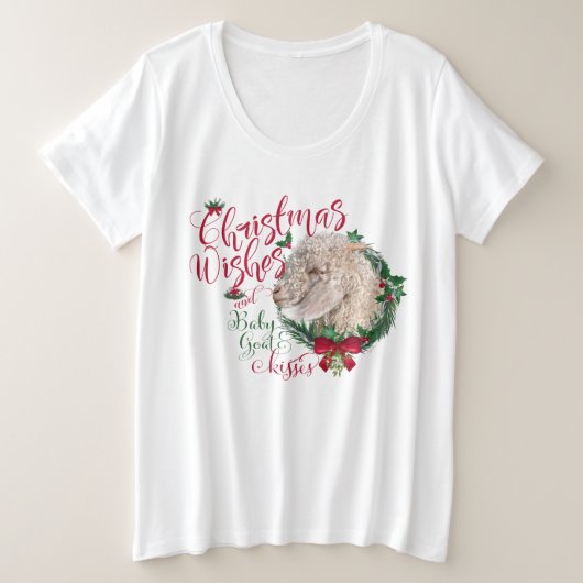 GOT | kerstwijn Baby Goat Kisses Angora Grote Maat T-shirt (Design voorkant)