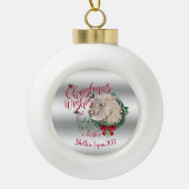 GOT | kerstwijn Baby Goat Kisses Angora Keramische Bal Ornament (Voorkant)