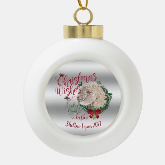 GOT | kerstwijn Baby Goat Kisses Angora Keramische Bal Ornament (Voorkant)