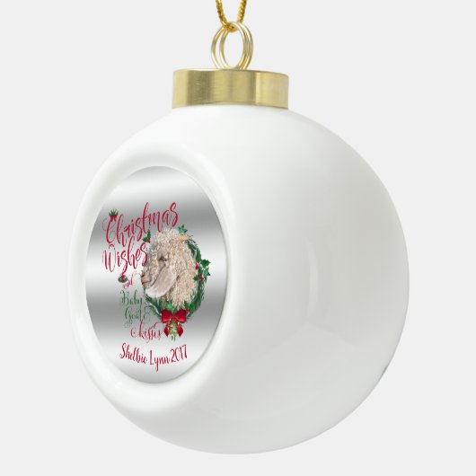 GOT | kerstwijn Baby Goat Kisses Angora Keramische Bal Ornament (Rechts)
