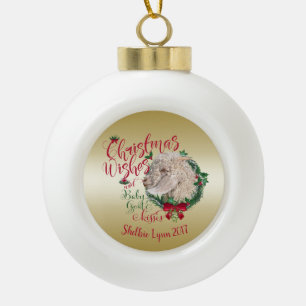 GOT   kerstwijn Baby Goat Kisses Angora Keramische Bal Ornament