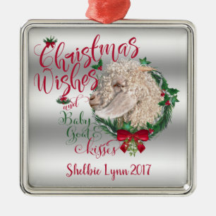 GOT   kerstwijn Baby Goat Kisses Angora Metalen Ornament