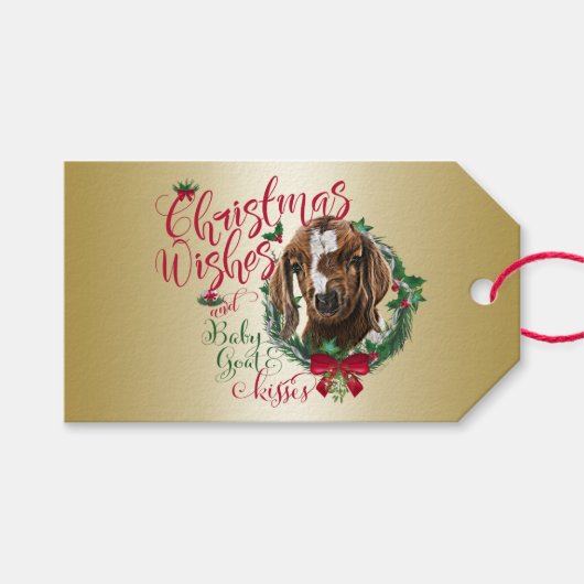 GOT | kerstwijn Baby Goat Kisses Boer Cadeaulabel (Voorkant (Horizontaal))