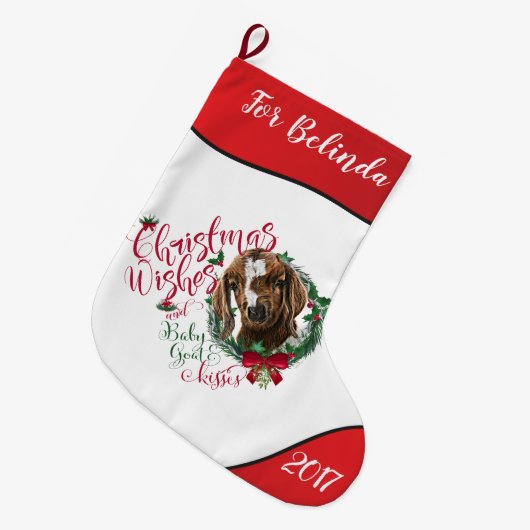 GOT | kerstwijn Baby Goat Kisses Boer Grote Kerstsok (Voorkant (Hangend))