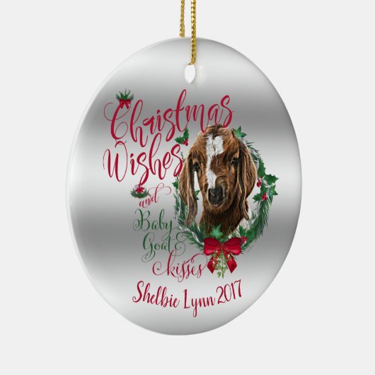 GOT | kerstwijn Baby Goat Kisses Boer Keramisch Ornament (Rechts)