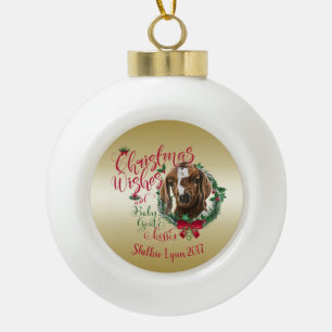 GOT   kerstwijn Baby Goat Kisses Boer Keramische Bal Ornament
