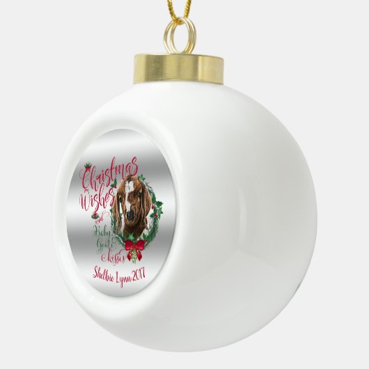 GOT | kerstwijn Baby Goat Kisses Boer Keramische Bal Ornament (Rechts)