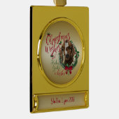 GOT | kerstwijn Baby Goat Kisses Boer Verguld Banner Ornament (Rechts)