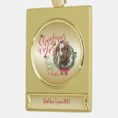 GOT | kerstwijn Baby Goat Kisses Boer Verguld Banner Ornament (Links)
