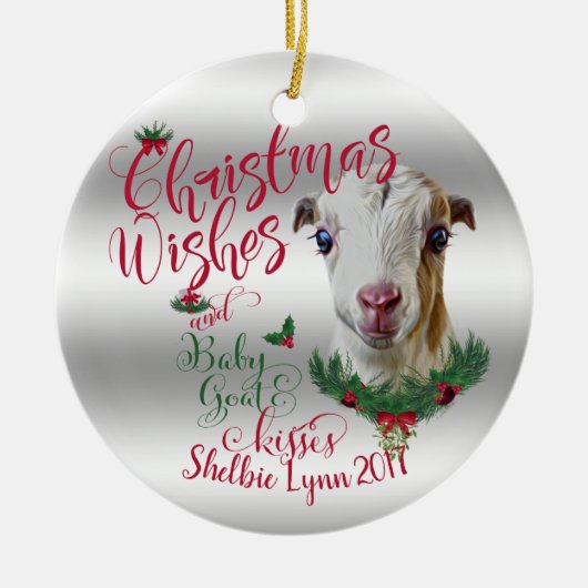 GOT | kerstwijn Baby Goat Kisses LaMancha Keramisch Ornament (Voorkant)