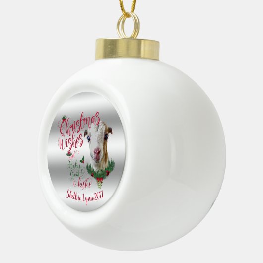 GOT | kerstwijn Baby Goat Kisses LaMancha Keramische Bal Ornament (Rechts)