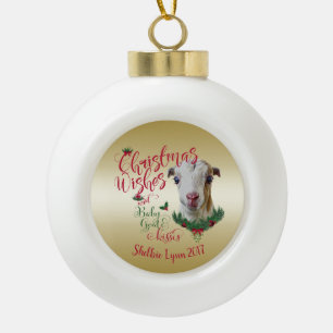 GOT   kerstwijn Baby Goat Kisses LaMancha Keramische Bal Ornament