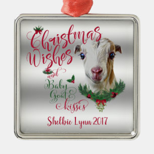 GOT   kerstwijn Baby Goat Kisses LaMancha Metalen Ornament
