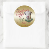 GOT | kerstwijn Baby Goat Kisses LaMancha Ronde Sticker (Tas)
