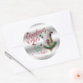 GOT | kerstwijn Baby Goat Kisses LaMancha Ronde Sticker (Envelop)