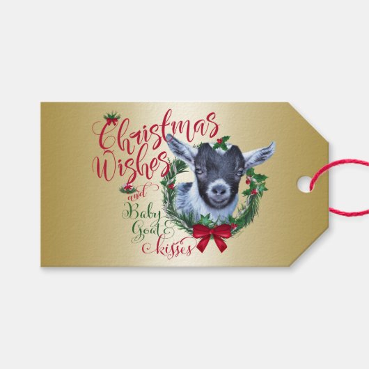GOT | kerstwijn Baby Goat Kisses Pygmy Cadeaulabel (Voorkant (Horizontaal))