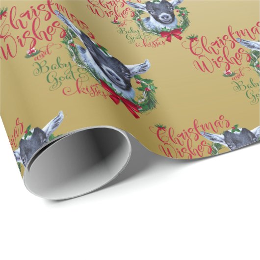 GOT | kerstwijn Baby Goat Kisses Pygmy Cadeaupapier (Rol Hoek)