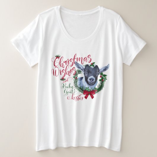 GOT | kerstwijn Baby Goat Kisses Pygmy Grote Maat T-shirt (Design voorkant)
