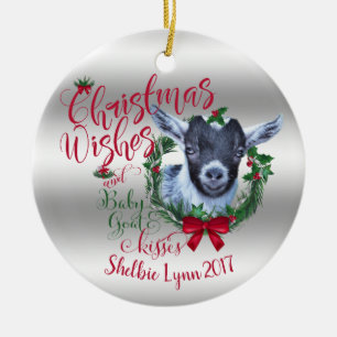 GOT   kerstwijn Baby Goat Kisses Pygmy Keramisch Ornament