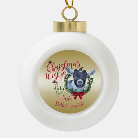 GOT | kerstwijn Baby Goat Kisses Pygmy Keramische Bal Ornament (Voorkant)