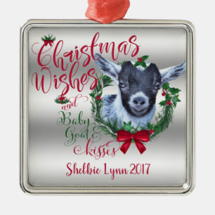 GOT   kerstwijn Baby Goat Kisses Pygmy Metalen Ornament