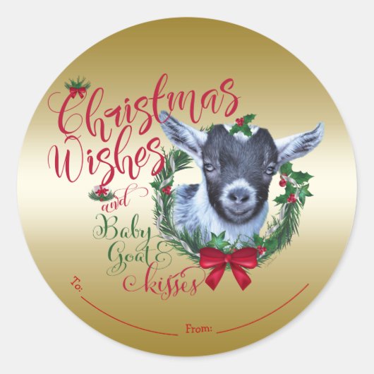 GOT | kerstwijn Baby Goat Kisses Pygmy Ronde Sticker (Voorkant)