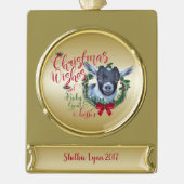 GOT | kerstwijn Baby Goat Kisses Pygmy Verguld Banner Ornament (Voorkant)