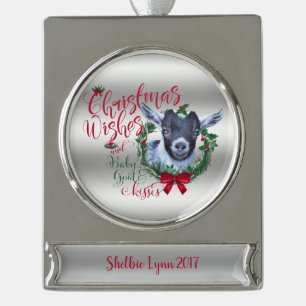 GOT   kerstwijn Baby Goat Kisses Pygmy Verzilverd Banner Ornament