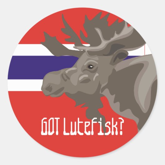 Got Lutefisk Moose elk Grappig Noors Ronde Sticker (Voorkant)