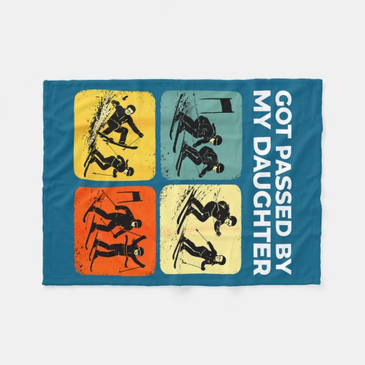 Got Ped By My Daughter Funny Retro Skiing  Fleece Deken (Voorkant (Horizontaal))