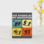 Got Ped By My Daughter Funny Retro Skiing  Kaart (Gele Bloem)