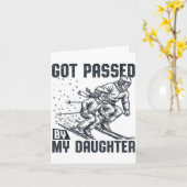 Got Ped By My Daughter Funny Skiing Ski Dad Winter Kaart (Gele Bloem)