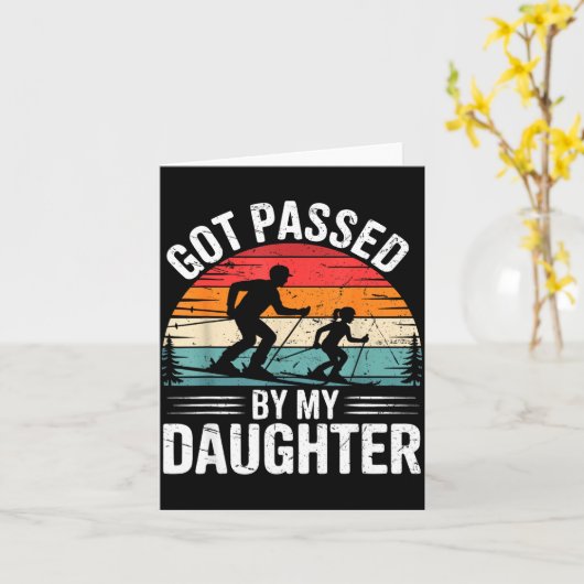 Got Ped By My Daughter Ski Dad Retro Snow Srts Des Kaart (Gele Bloem)