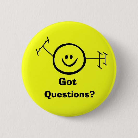 Got Questions Happy Ham Knop Ronde Button 5,7 Cm (Voorkant)