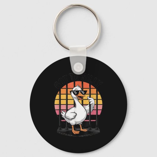Got Too Silly Funny Goose Retro Sungles Jail Bird Sleutelhanger (Voorkant)