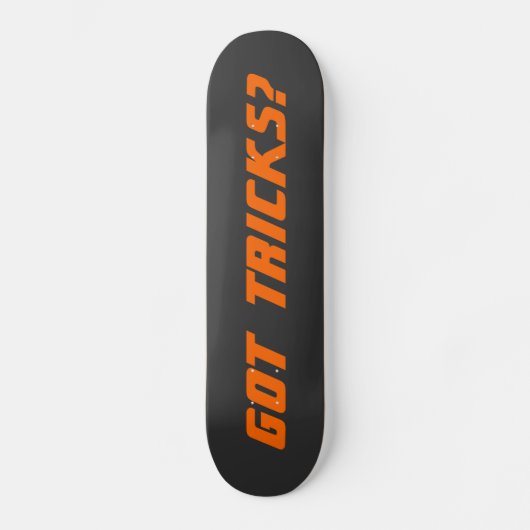 GOT TRICKS? - Sharp Neon Sinaasappel op zwart Skateboard (Voorkant)