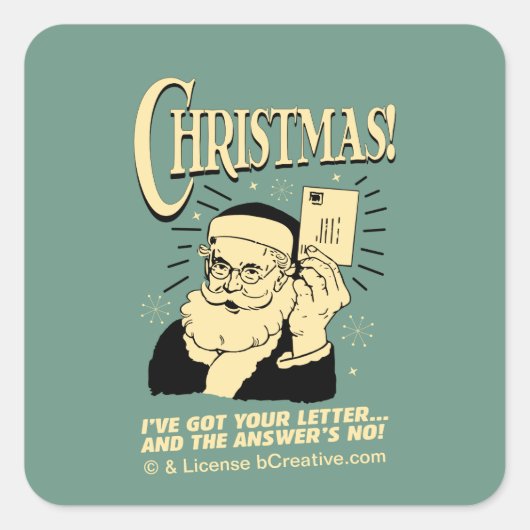 Got Your Letter The Answer's No Vierkante Sticker (Voorkant)