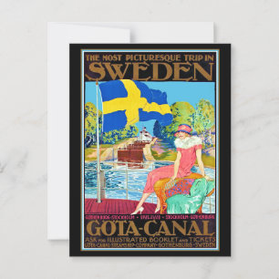 Gota Canal Zweden Vintage Travel Poster Briefkaart