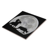"Gotcha" Cowboy en Horse Steer Roping Full Moon Tegeltje (Zijkant)