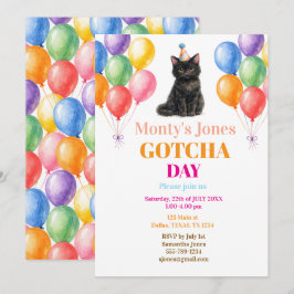 Gotcha dag Adoptie Feestje Zwarte Kat Huisdier Kaart