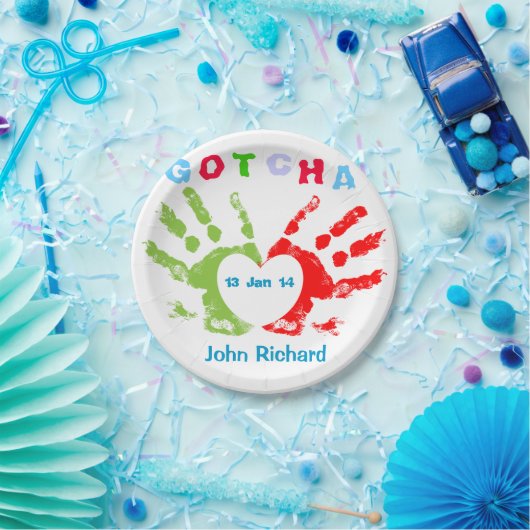 Gotcha-dag - Ontwerp voor adoptie Papieren Bordje (Feest)