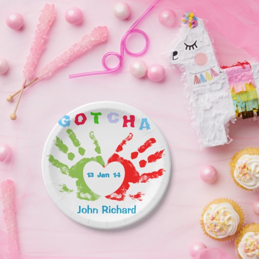 Gotcha-dag - Ontwerp voor adoptie Papieren Bordje (Feest)