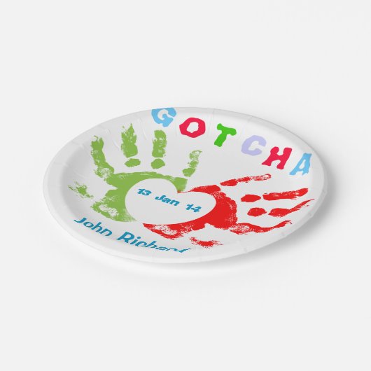 Gotcha-dag - Ontwerp voor adoptie Papieren Bordje (Gekanteld)