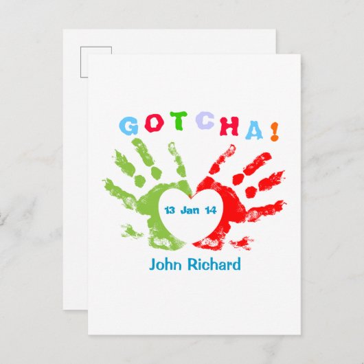 Gotcha Day - Aankondiging van adoptie (Voorkant / Achterkant)