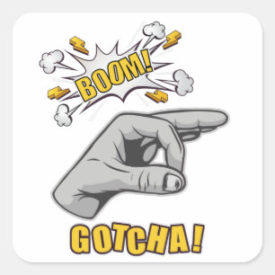 Gotcha Finger Hole Hand Meme Joke Prank Vierkante Sticker