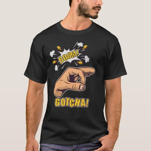Gotcha Finger Hole Hand Meme T-shirt (Voorkant)